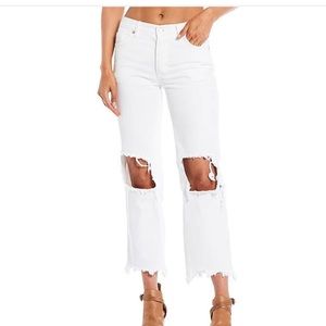 NWT Free People White Straight Leg Jean